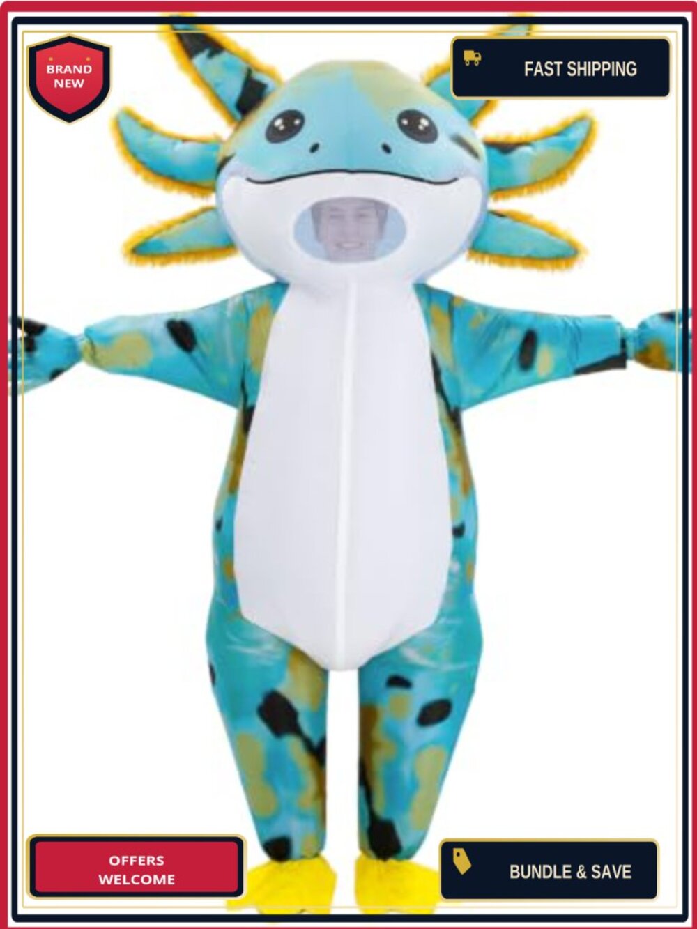 Inflatable Axolotl Costume Adult Blow Up Party Suit One Size Fits Most